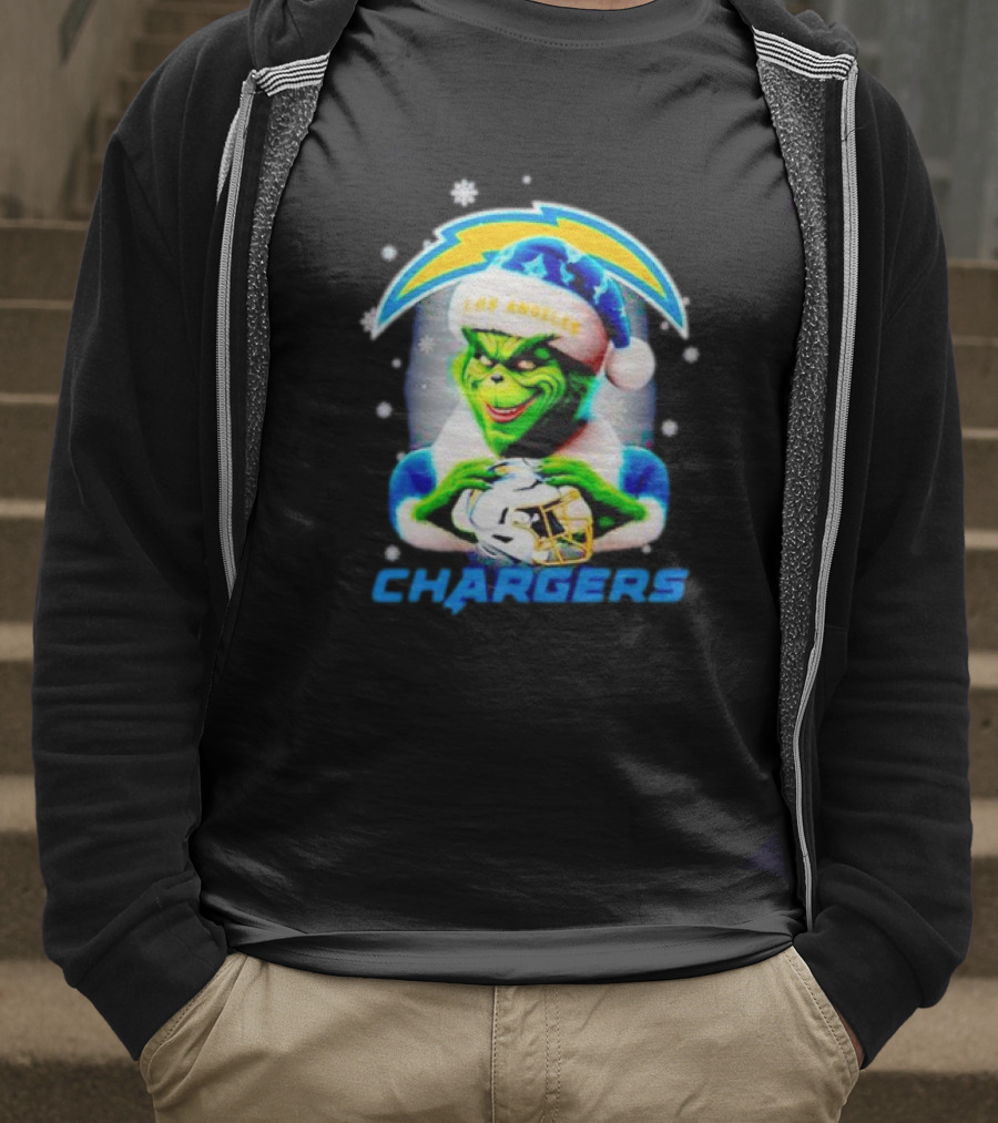 The Grinch Santa Los Angeles Chargers Christmas Holiday T-Shirt