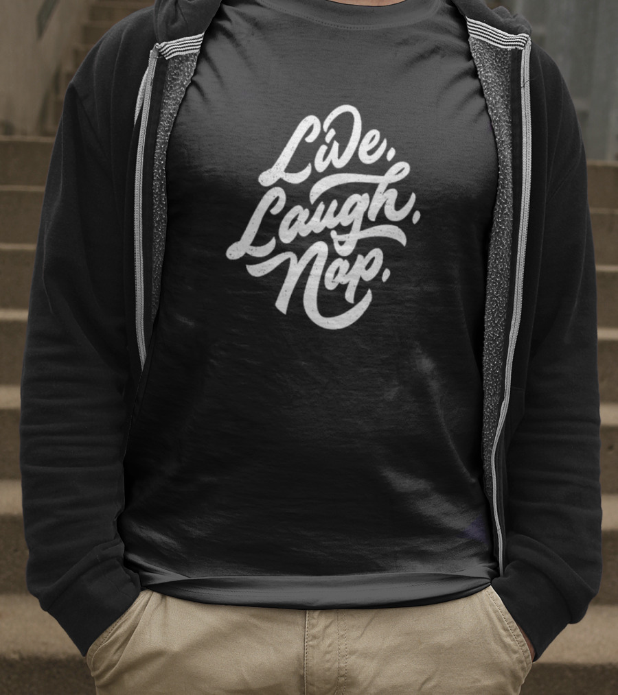 Dude Dad Live Laugh Nap Father's Relaxation Humor T-Shirt