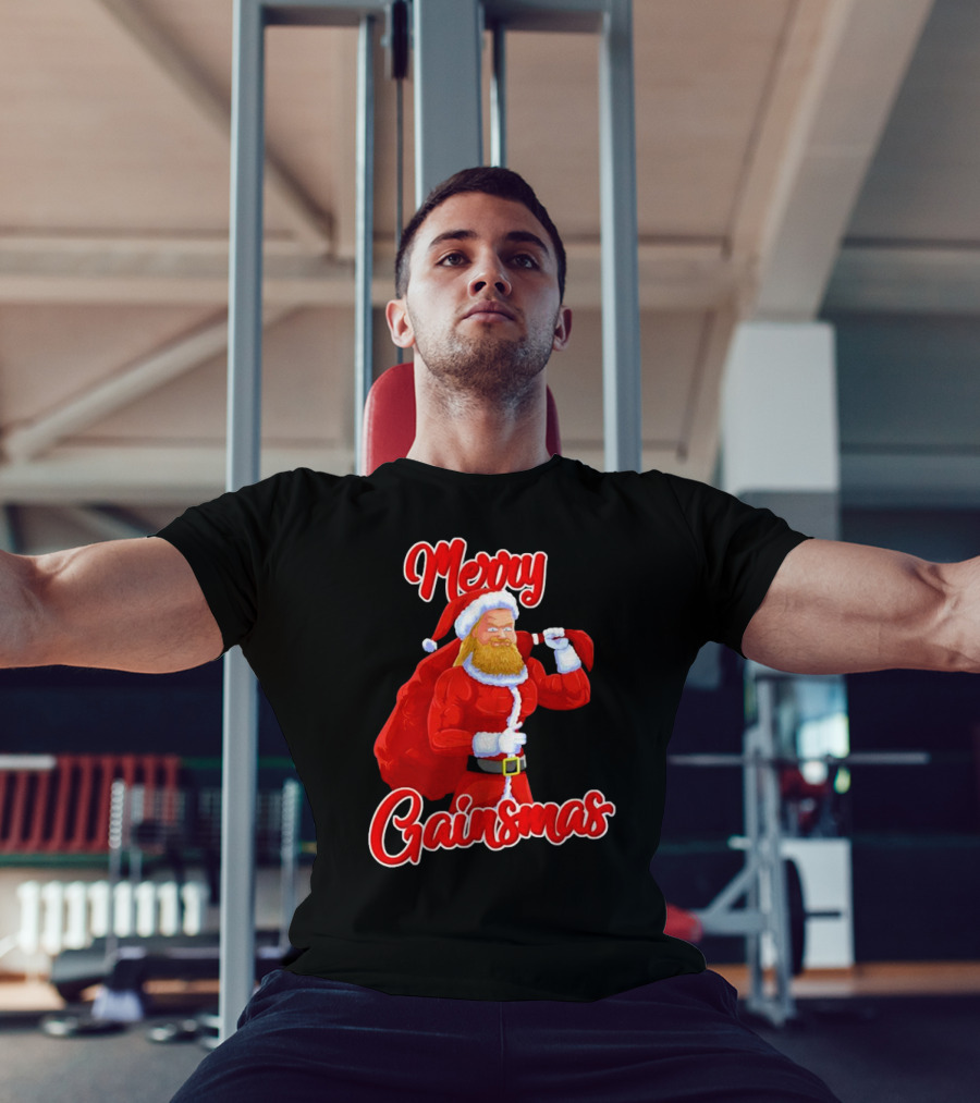 Merry Gainsmas Fitness Santa Bodybuilder T-Shirt