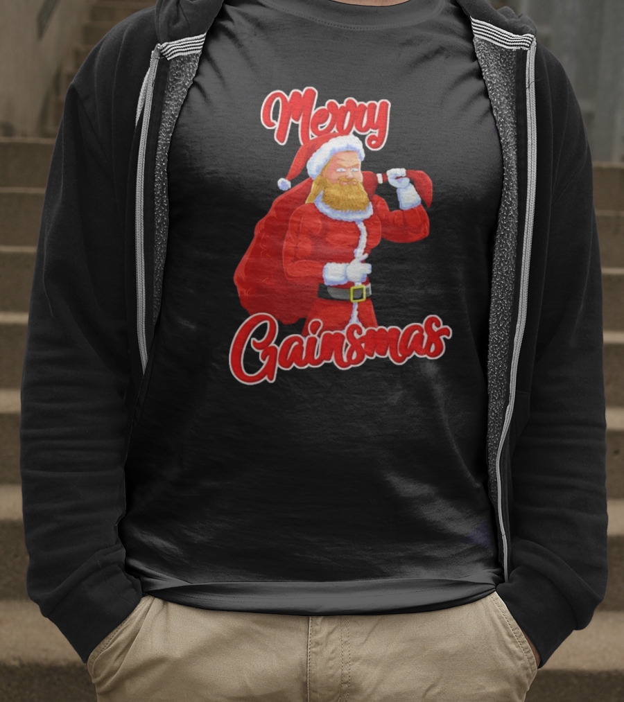 Merry Gainsmas Fitness Santa Bodybuilder T-Shirt