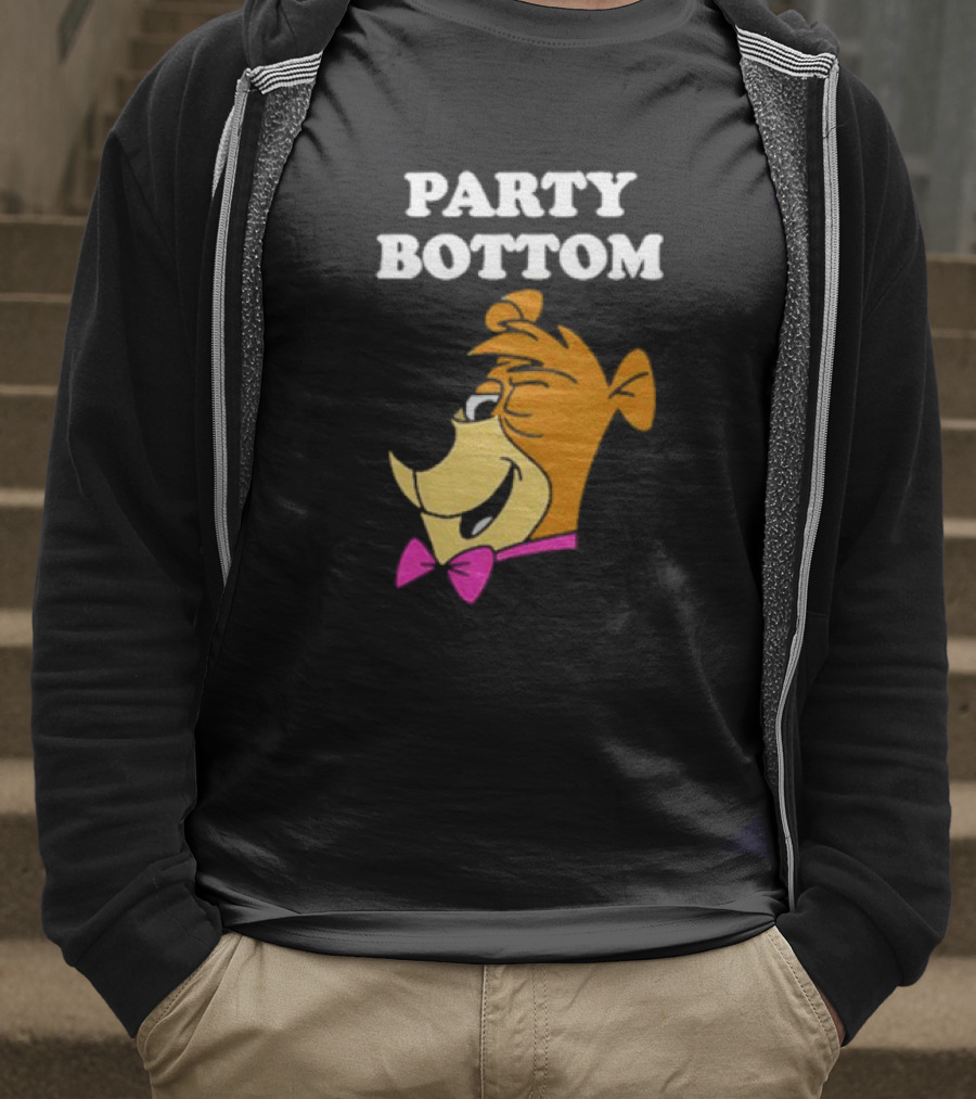 Yogi Bear Party Bottom Fun Cartoon Character With Pink Bow Tie T-Shirt