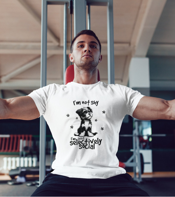 I'm Not Shy I'm Just Selectively Social Dog Surrounded By Stars T-Shirt