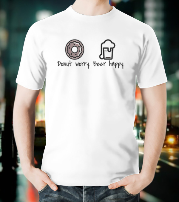 Donut Worry Beer Happy Donut Beer Icons T-Shirt