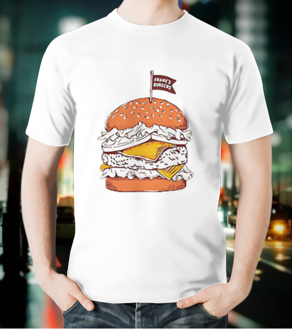 Frank’s Burgers Cheeseburger With Lettuce And Flag T-Shirt