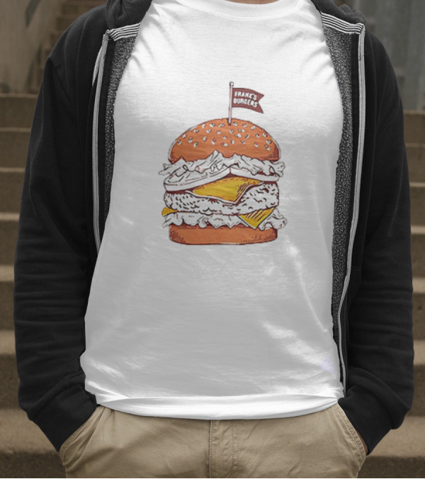Frank’s Burgers Cheeseburger With Lettuce And Flag T-Shirt