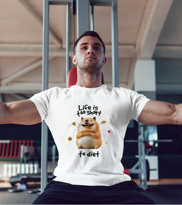 Shiba Inu Dog Enjoying Life Is Too Short To Diet Pizza Hotdog Burger Taco T-Shirt