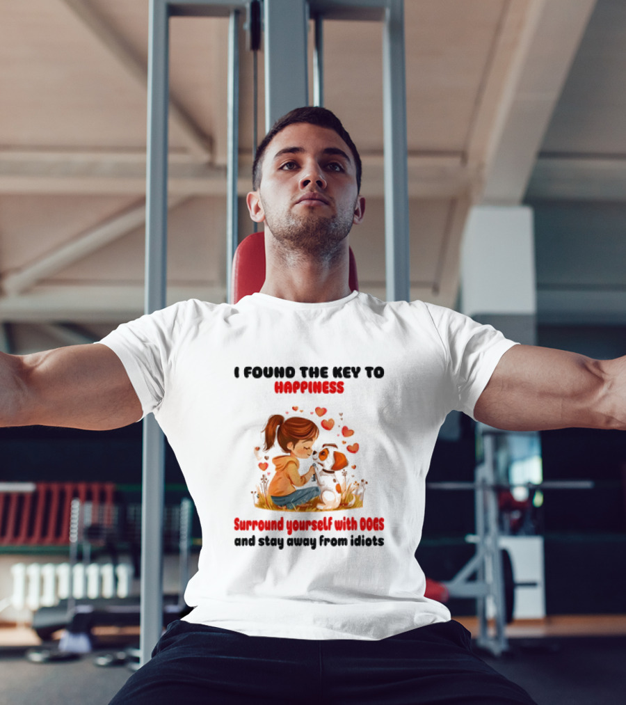 I Found The Key To Happiness Surround Yourself With Dogs And Stay Away From Idiots Hearts Girl Puppy T-Shirt