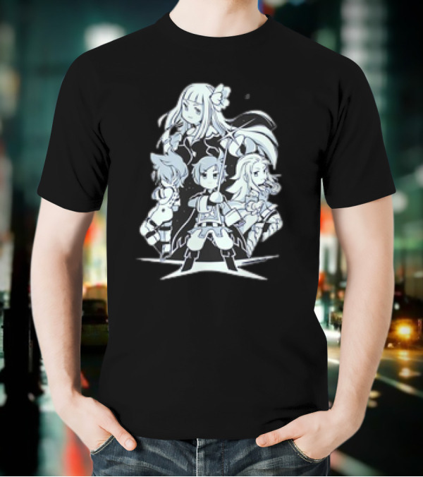 Bravely Default I'm Going All Out Anime Style Character Ensemble T-Shirt