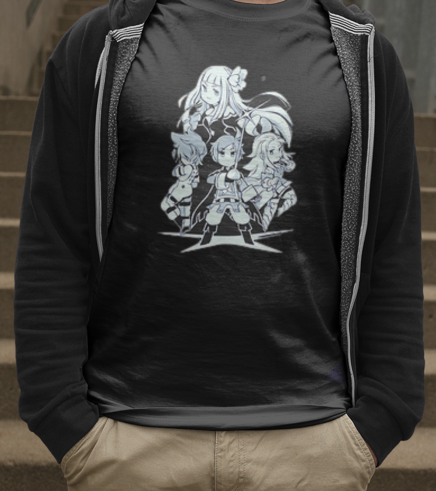 Bravely Default I'm Going All Out Anime Style Character Ensemble T-Shirt