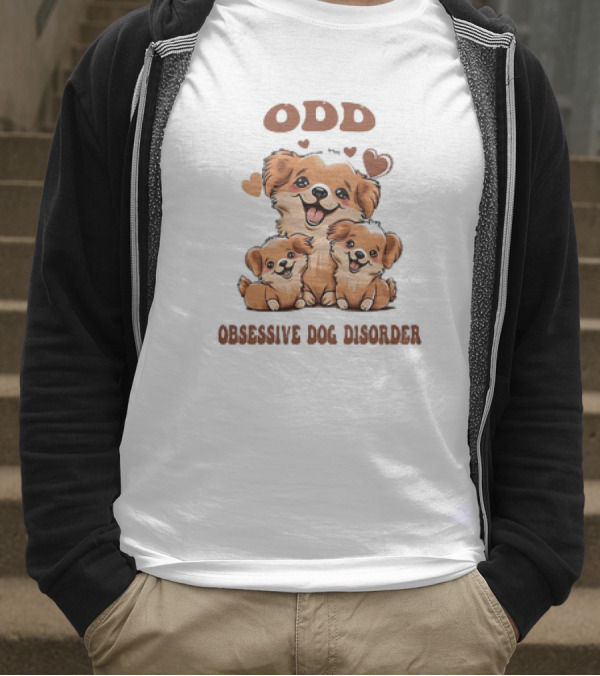 ODD Obsessive Dog Disorder Cute Puppy Family With Hearts T-Shirt