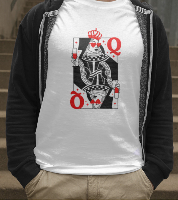 Queen Of Hearts Card Red Heart Glasses T-Shirt