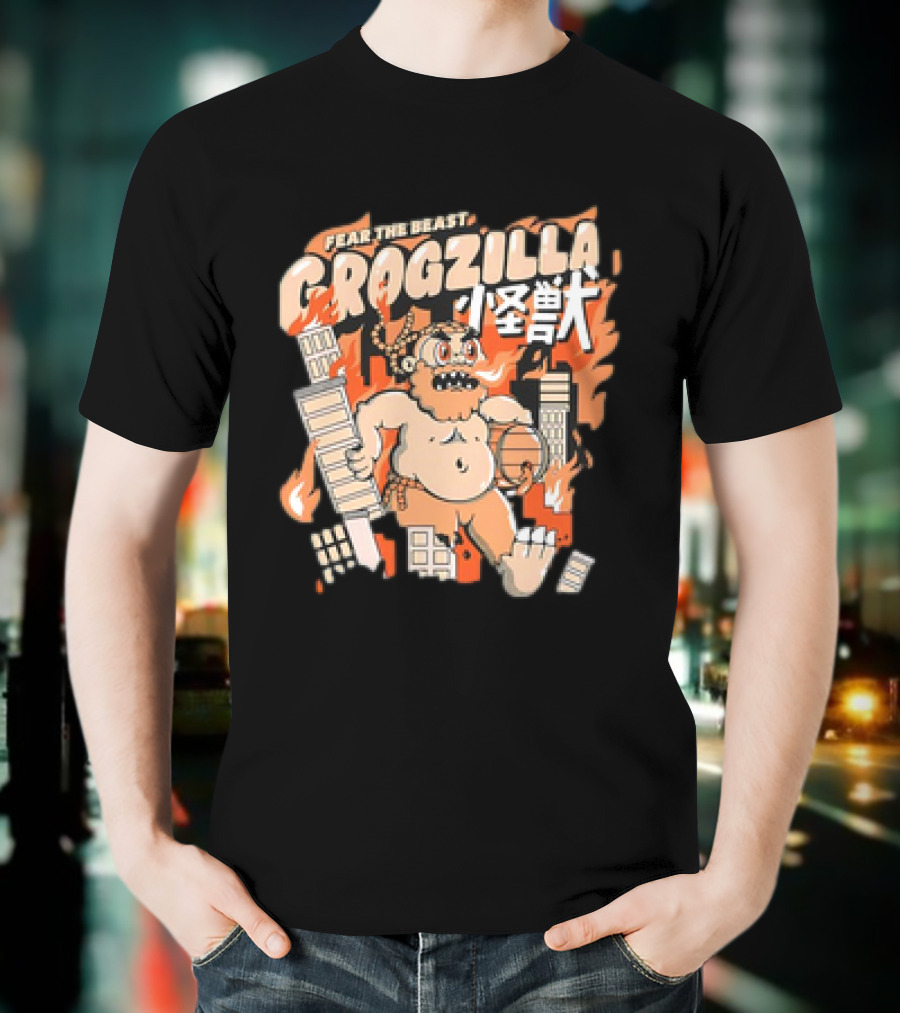 Fear The Beast Grogzilla Rampages Through Urban Chaos T-Shirt