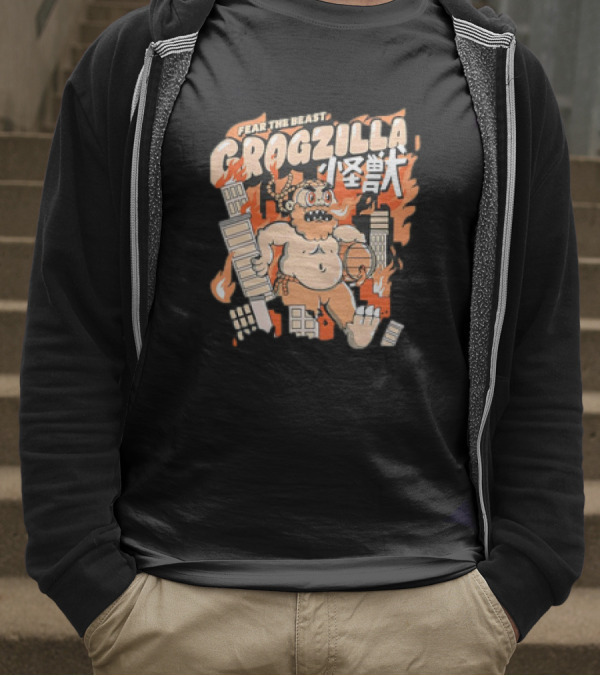 Fear The Beast Grogzilla Rampages Through Urban Chaos T-Shirt