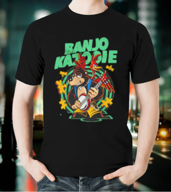 Banjo Kazooie Bear With Electric Banjo And Jiggy Pieces T-Shirt