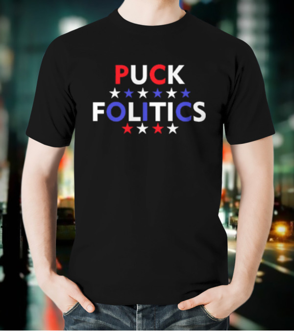 Puck Folitics Stars Red White Blue T-Shirt