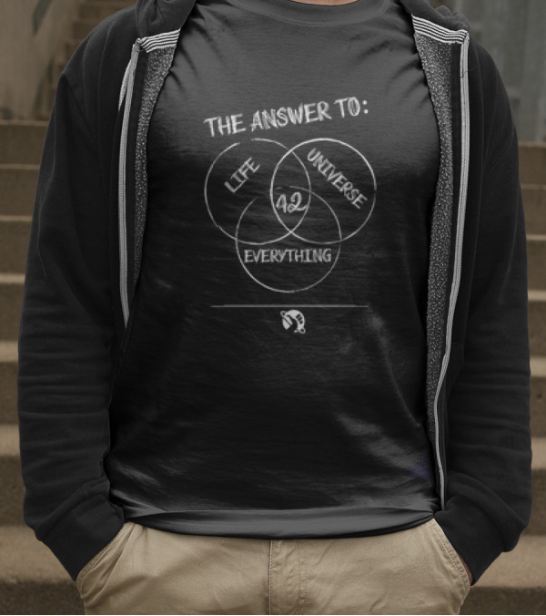 The Hitchhiker’s Guide To The Galaxy Venn Diagram 42 Answer To Life Universe Everything T-Shirt
