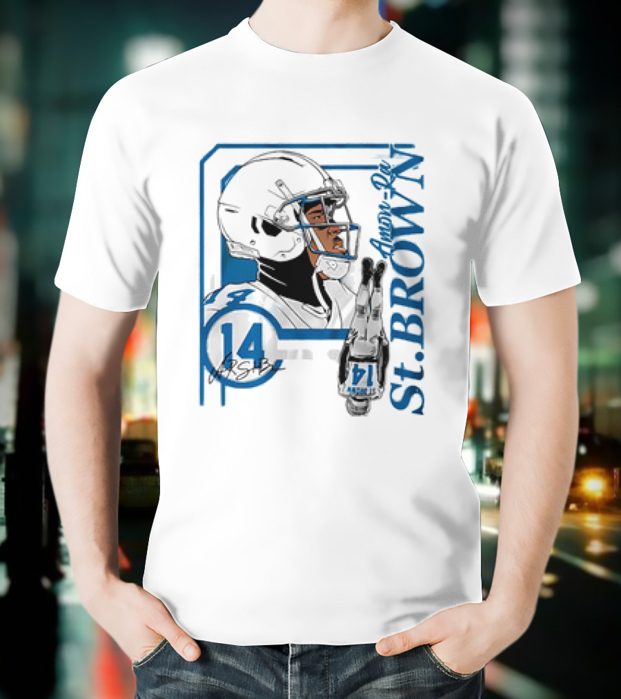 Amon-Ra St. Brown 14 Detroit Lions NFL Football Vintage Collage T-Shirt