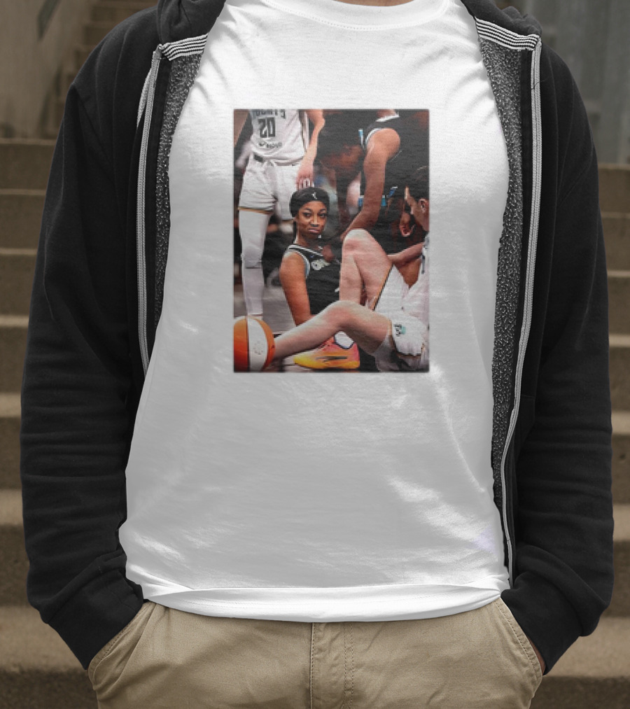 Angel Reese Determined Poised Basketball Court Moment T-Shirt