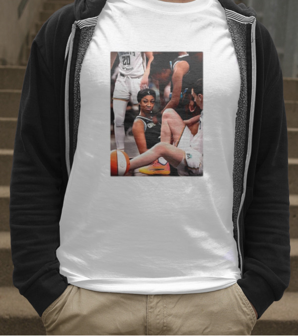 Angel Reese Determined Poised Basketball Court Moment T-Shirt