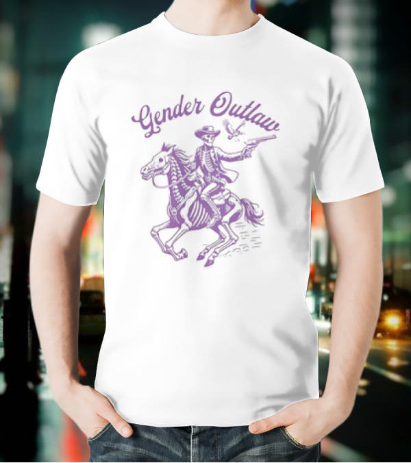 Veda Scott Gender Outlaw Skeleton Cowboy With Pistol And Bird T-Shirt
