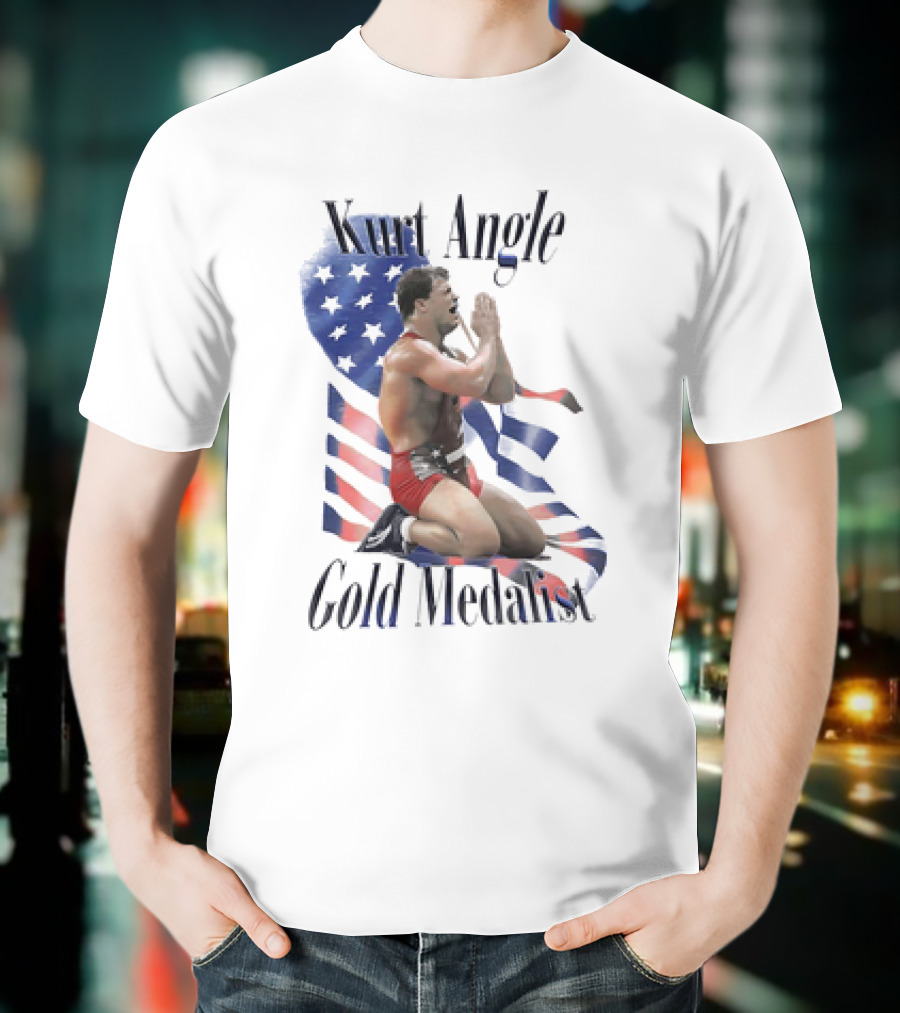Kurt Angle Gold Medalist American Flag Wrestling Victory T-Shirt