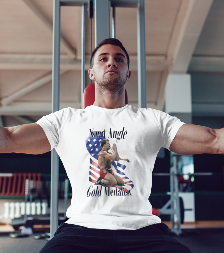 Kurt Angle Gold Medalist American Flag Wrestling Victory T-Shirt