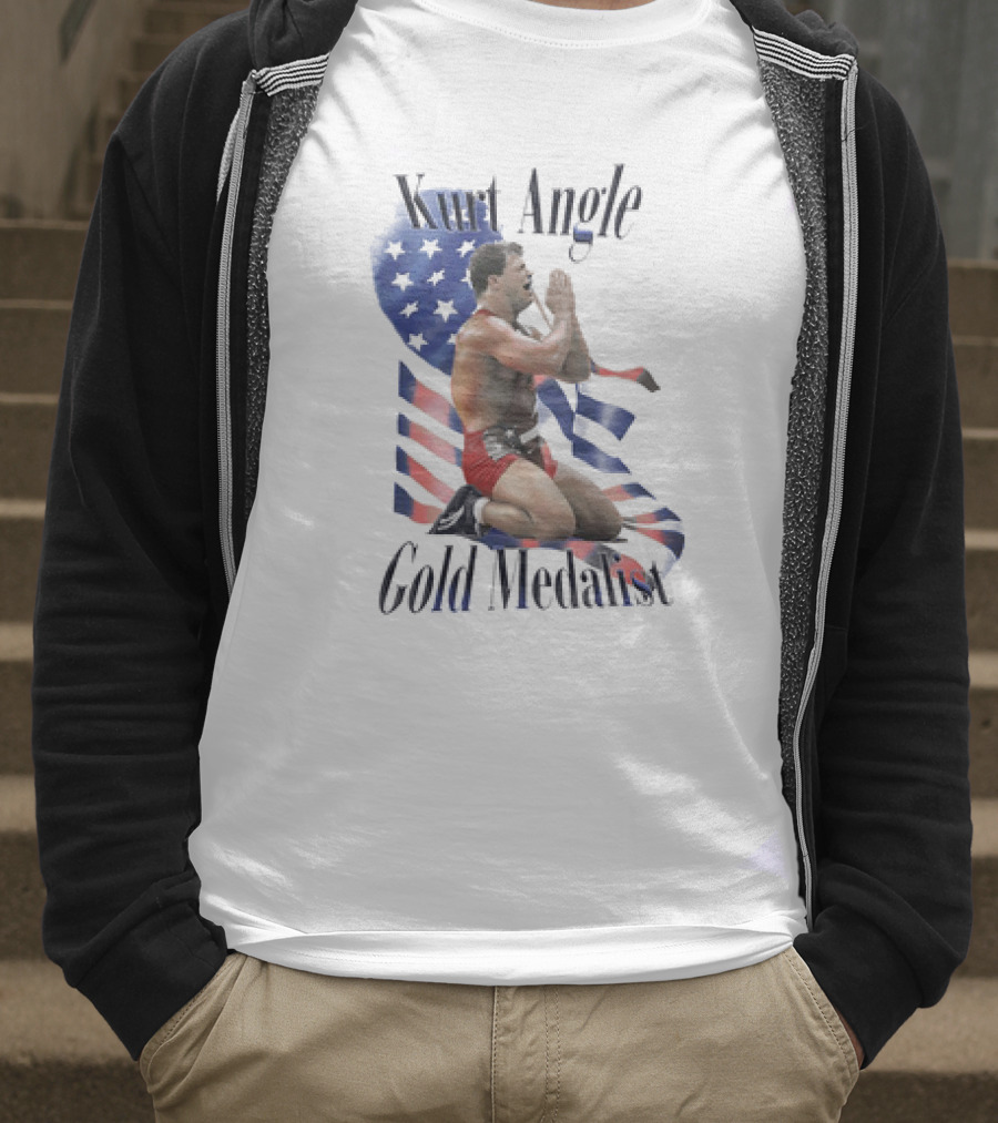 Kurt Angle Gold Medalist American Flag Wrestling Victory T-Shirt