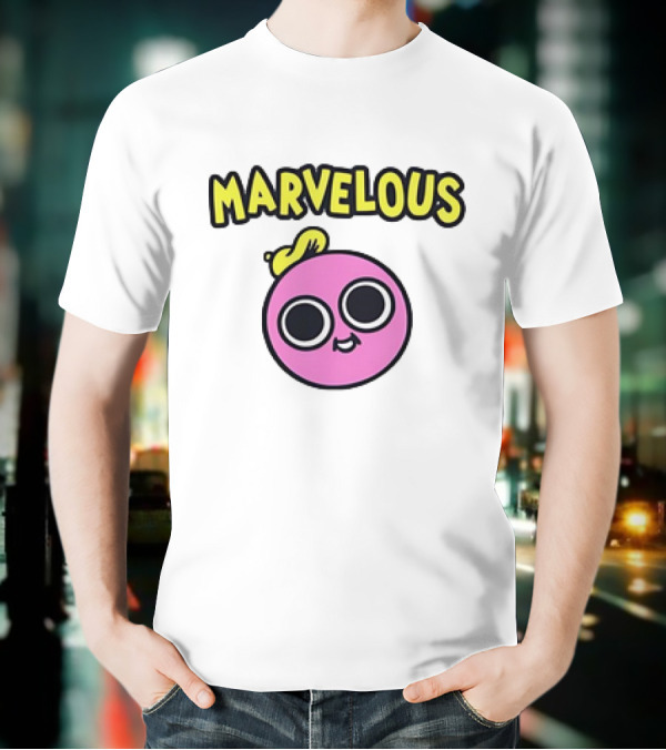 MARVELOUS Cute Pink Smiley Face With Large Eyes And Yellow Hair T-Shirt