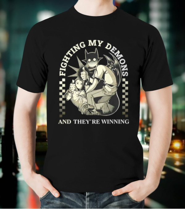 Fighting My Demons And They're Winning Creepy Cartoon T-Shirt
