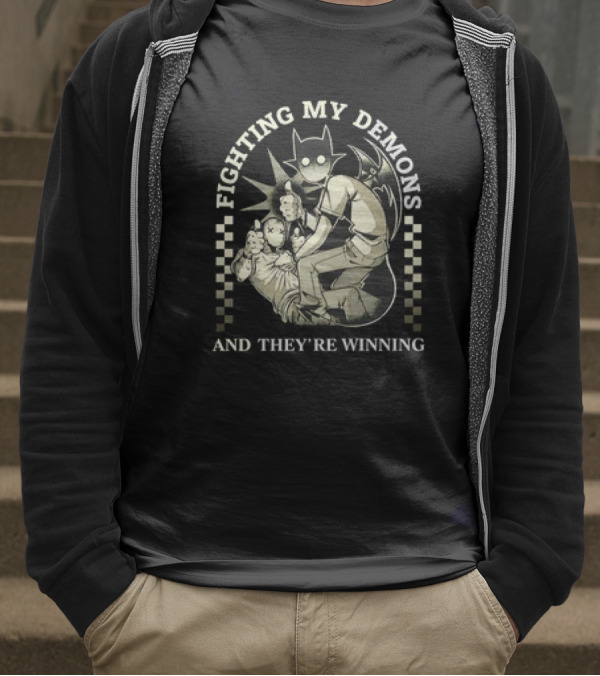 Fighting My Demons And They're Winning Creepy Cartoon T-Shirt