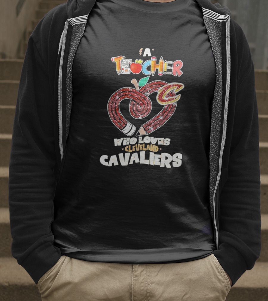 Teacher Heart Pencil Apple Cleveland Cavaliers T-Shirt