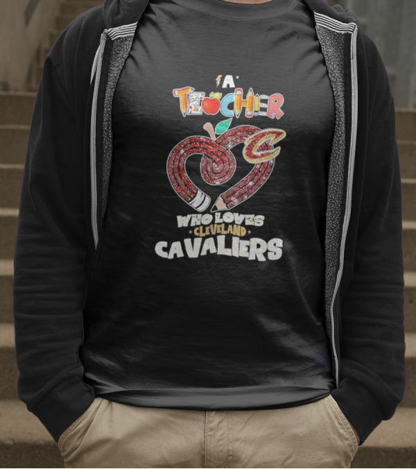 Teacher Heart Pencil Apple Cleveland Cavaliers T-Shirt