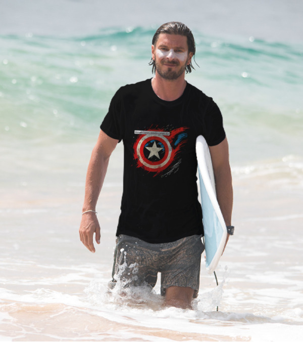 Abstract Captain America’s Shield With Star And Brush Strokes T-Shirt