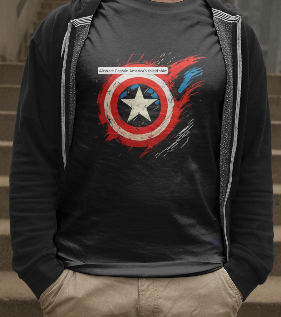 Abstract Captain America’s Shield With Star And Brush Strokes T-Shirt