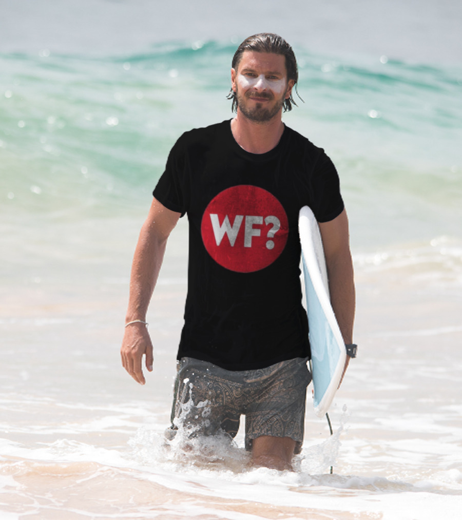 Adrianne Curry Wearing WF Why-Files Red Circle Icon T-Shirt