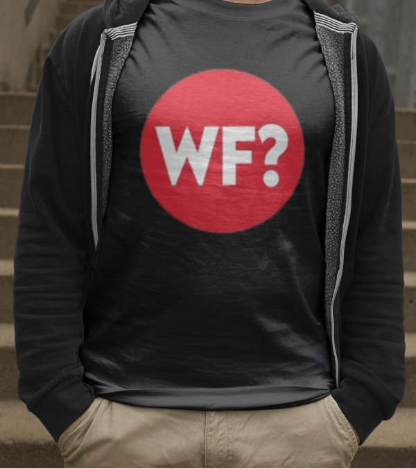 Adrianne Curry Wearing WF Why-Files Red Circle Icon T-Shirt