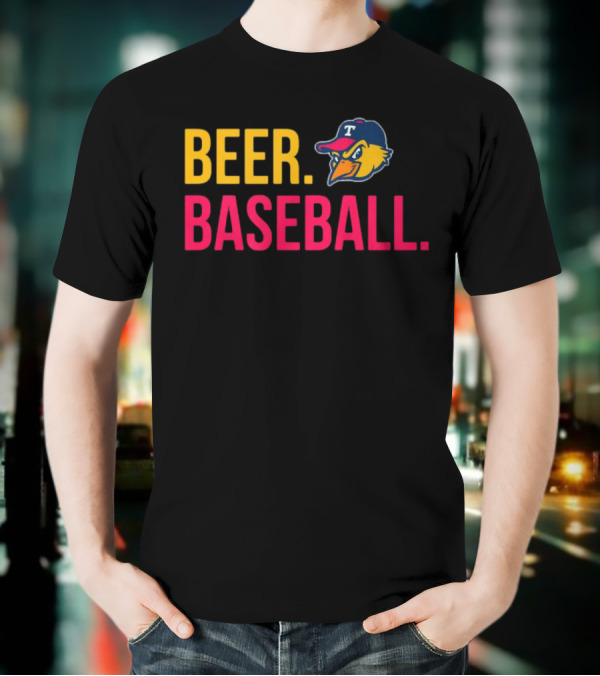 Beer Baseball T-Bird Mascot Bold Text Design T-Shirt