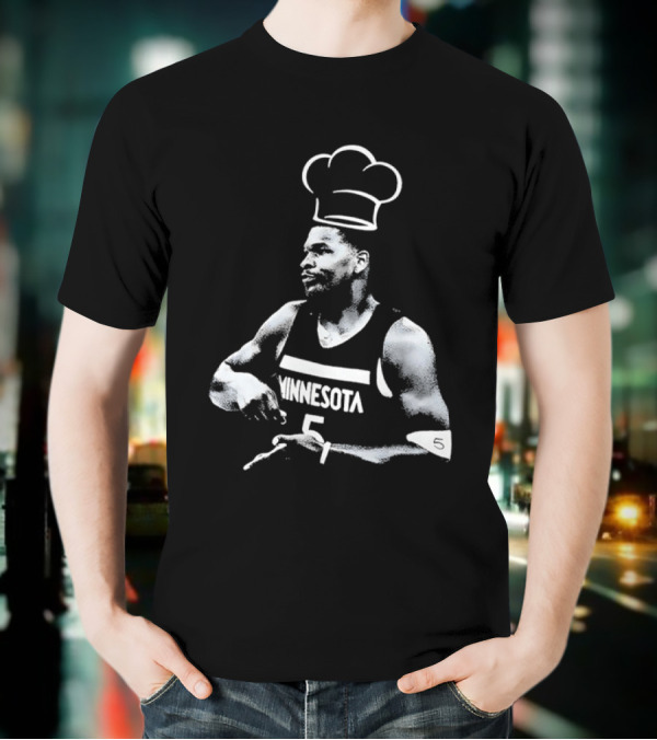 Anthony Edwards No.5 Minnesota Timberwolves Cooking Basketball Player Chef Hat T-Shirt