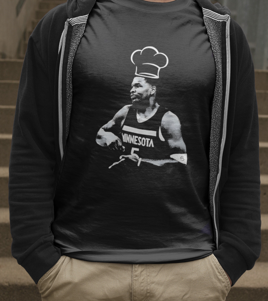 Anthony Edwards No.5 Minnesota Timberwolves Cooking Basketball Player Chef Hat T-Shirt