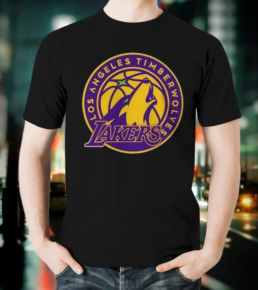 Los Angeles Timberwolves Lakers Collaboration Emblem Transformation T-Shirt