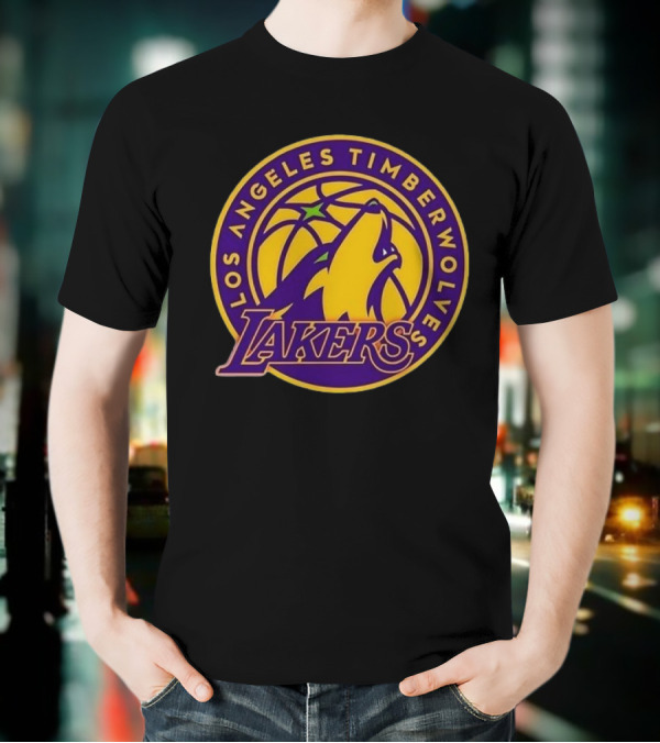 Los Angeles Timberwolves Lakers Collaboration Emblem Transformation T-Shirt