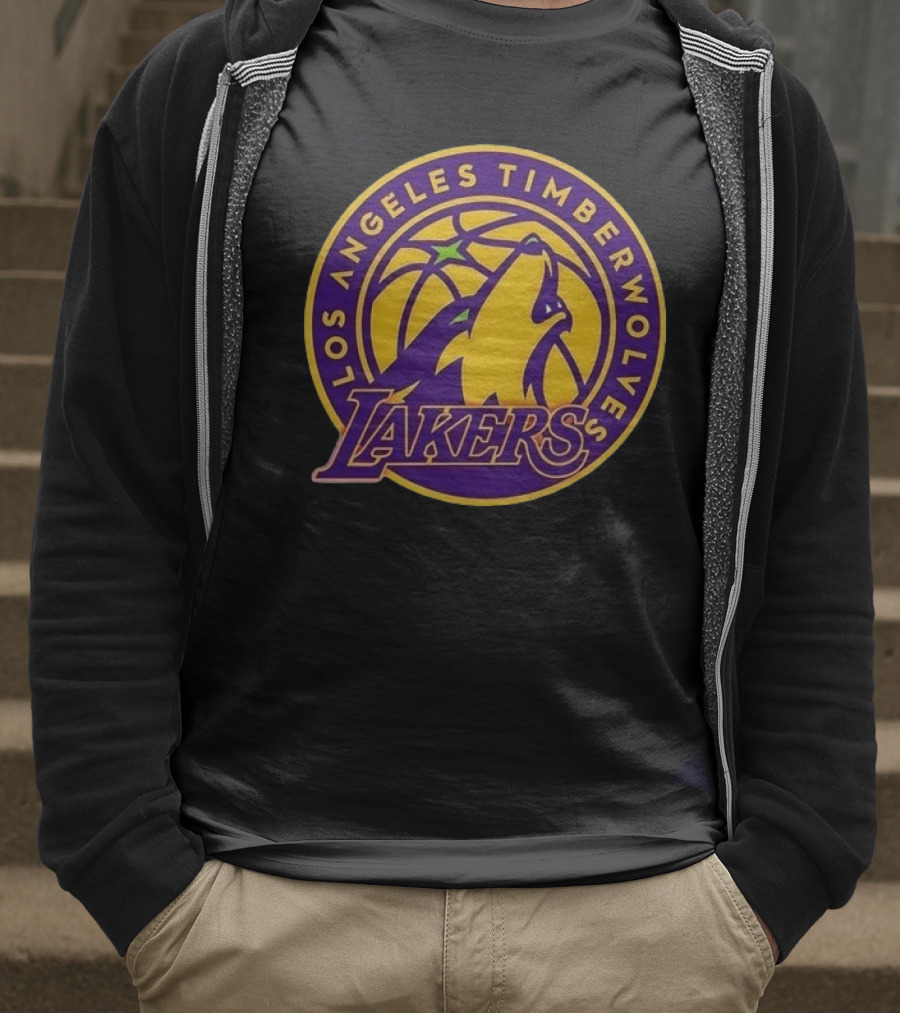 Los Angeles Timberwolves Lakers Collaboration Emblem Transformation T-Shirt