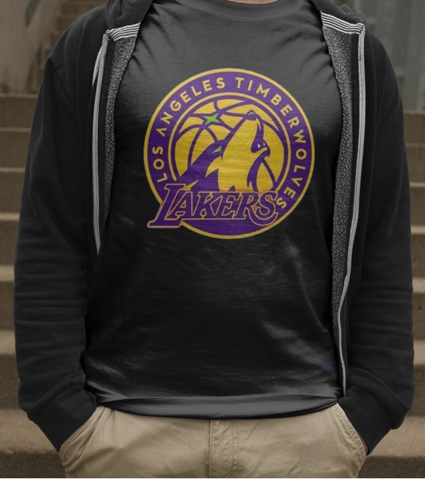 Los Angeles Timberwolves Lakers Collaboration Emblem Transformation T-Shirt
