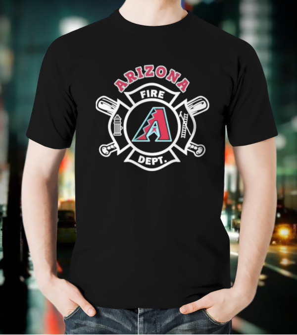 Arizona Diamondbacks Fire Dept Axe Hydrant Baseball Emblem T-Shirt