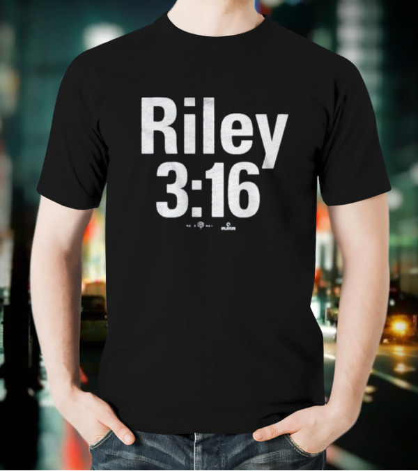 Riley 3:16 Baseball Themed Bold Text Design T-Shirt
