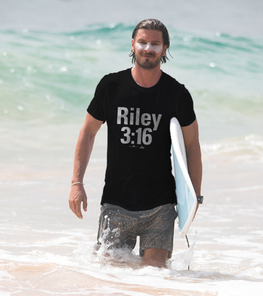 Riley 3:16 Baseball Themed Bold Text Design T-Shirt
