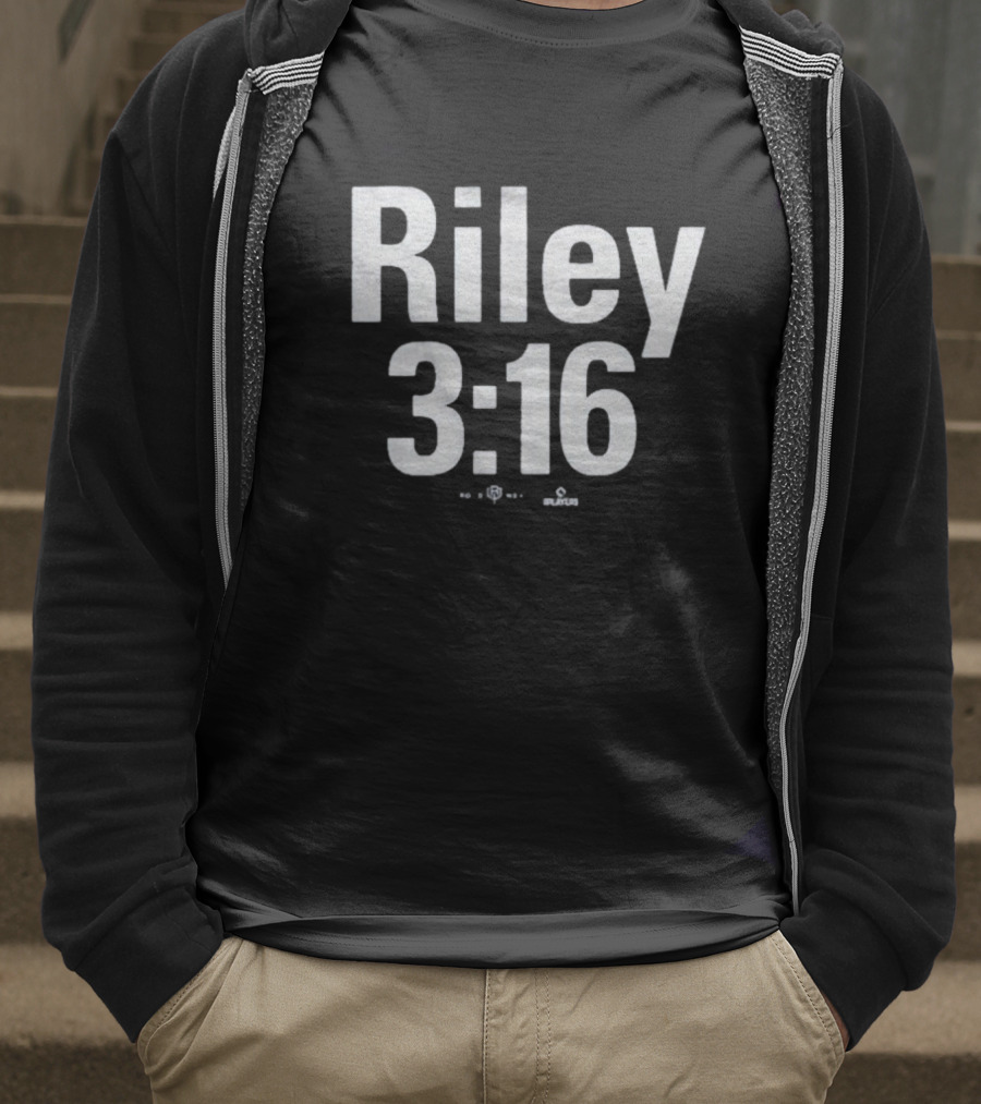 Riley 3:16 Baseball Themed Bold Text Design T-Shirt