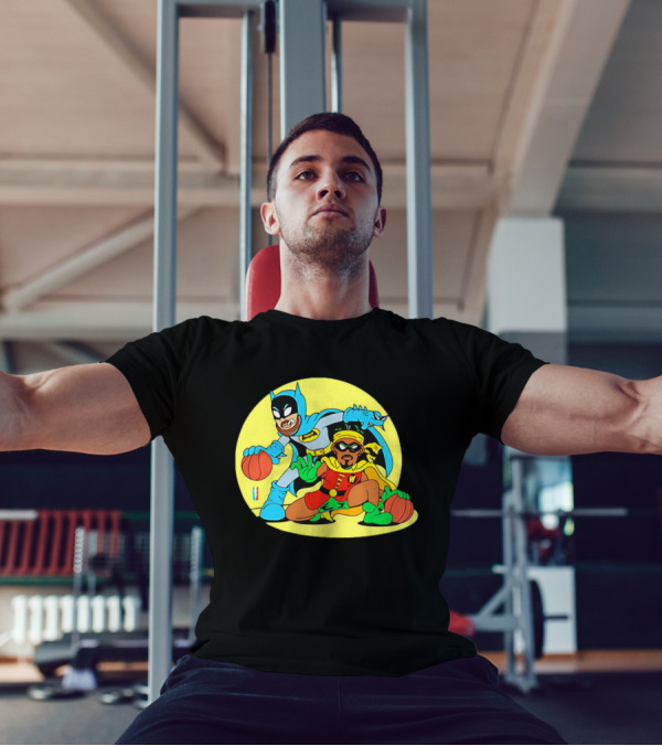 Batman And Robin Warriors Basketball Cartoon Crossover With Superhero Style T-Shirt