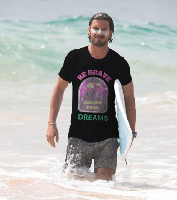 Be Brave Follow Your Dreams Rainbow And Forest Stars T-Shirt