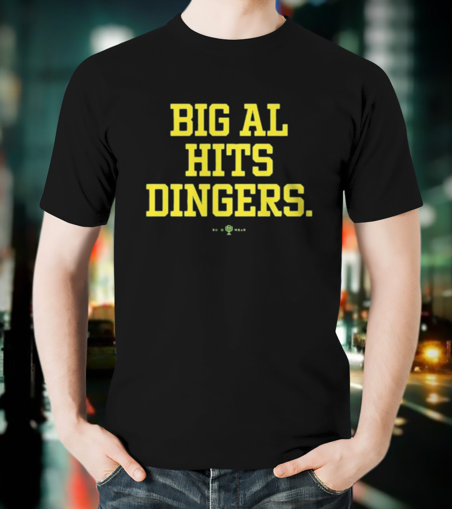 Big Al Hits Dingers Baseball Quote Yellow Text T-Shirt
